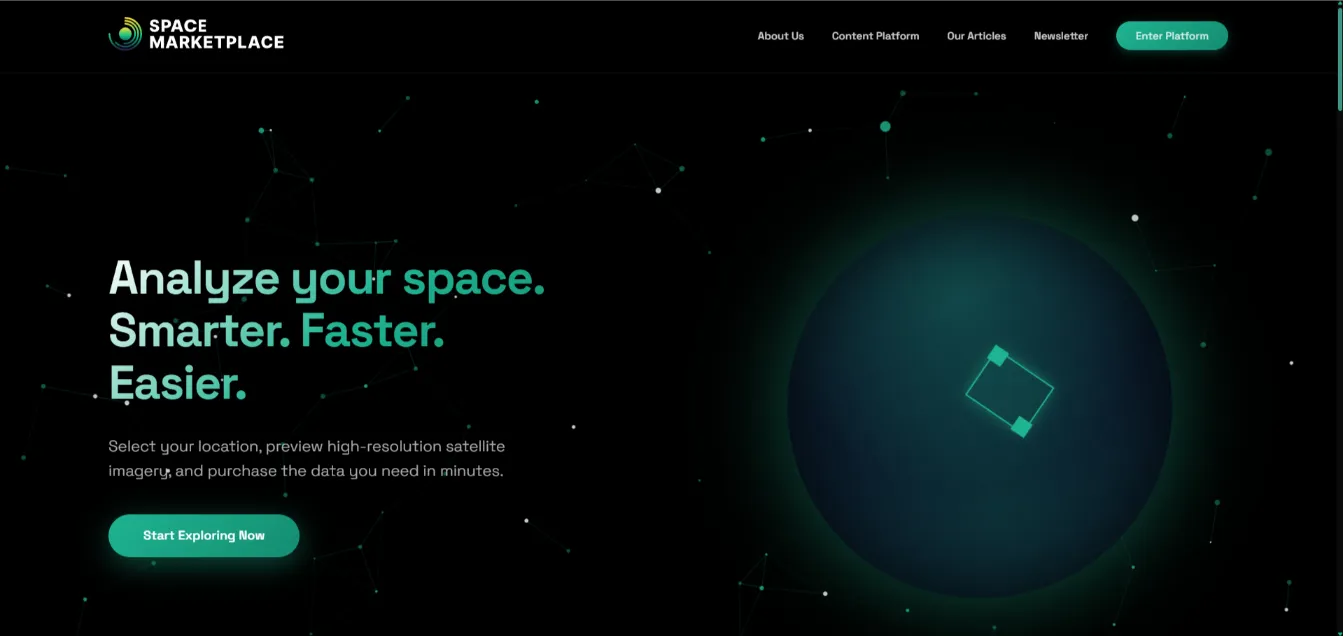Space Marketplace — маркетинговый сайт платформы Earth Observation